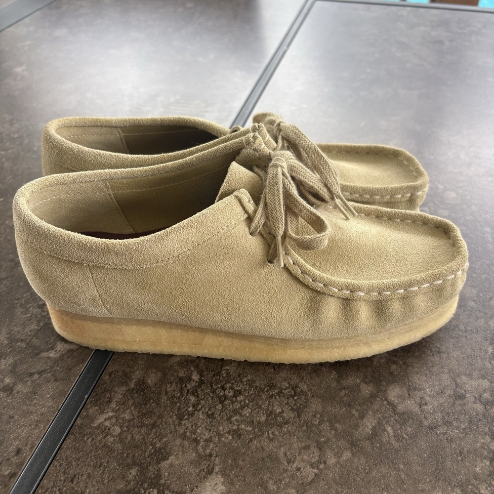 Clarks Originals Women's Wallabee Maple Suede Crepe Rubber Sole Size 9 Beige - Picture 2 of 11